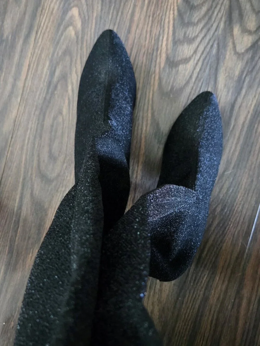 Sexy Black & Sparkly Metallic Thigh-High Block Heeled Boots NWOT/SIZE 8